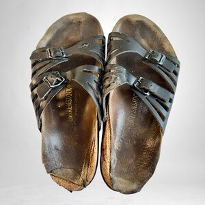 Birkenstock Granada Black Leather Double Straps Birk Sandals Womens Sz.41 FAIR